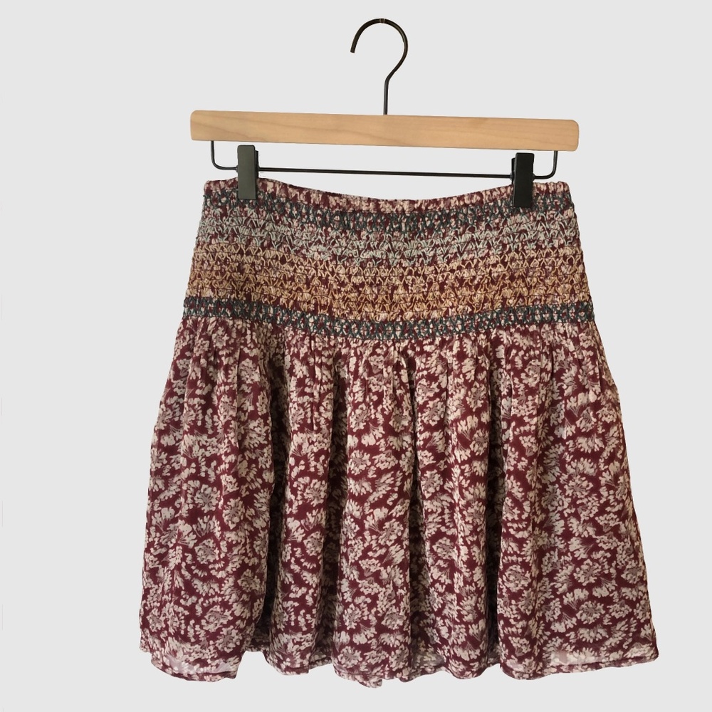 Anthropologie Floral Smocked Skirt